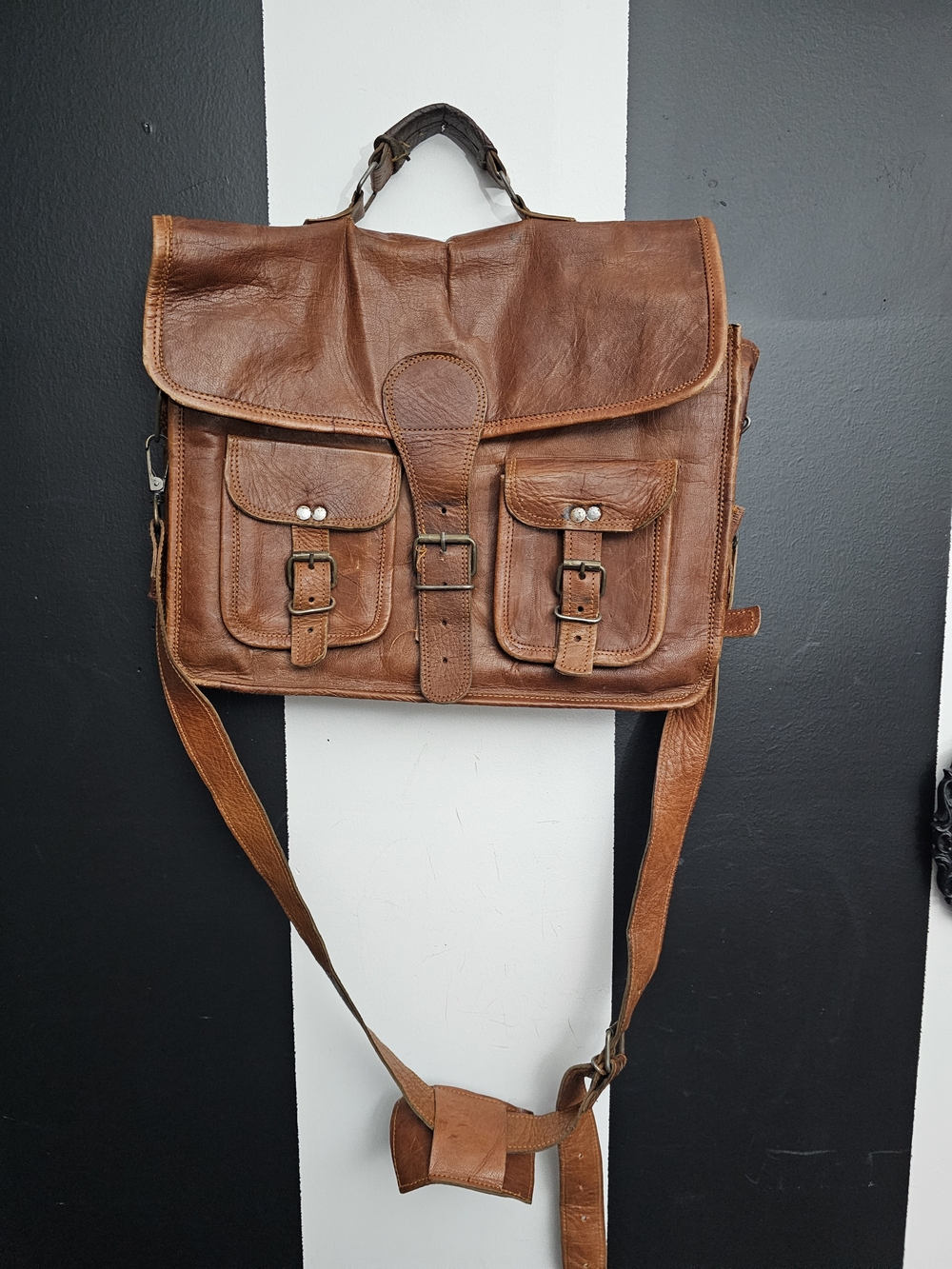 Vintage Brown Leather Satchel Bag